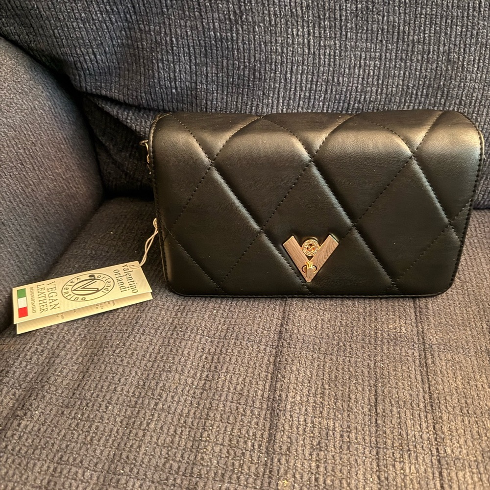 Valentino Orlandi Black Quilted Clutch